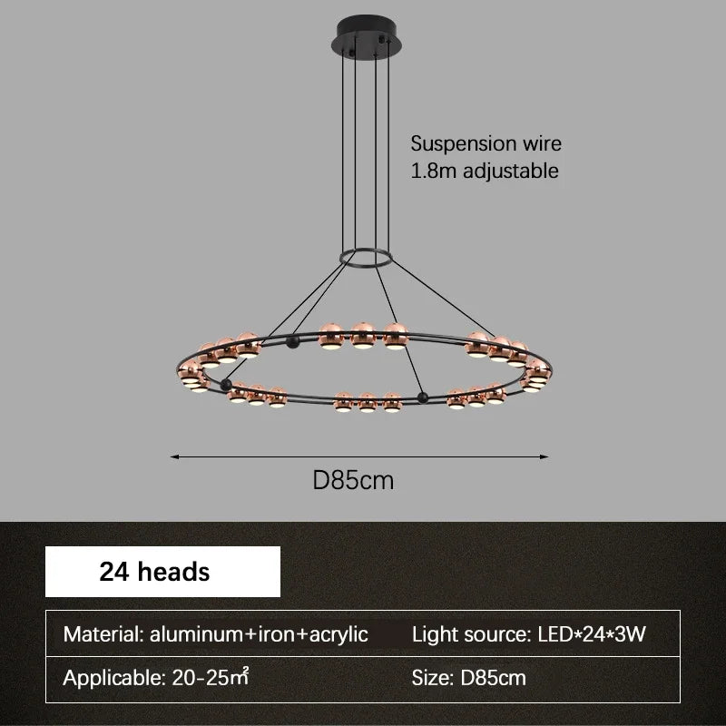 Lustre Nordique Moderne LED Circulaire De Luxe Haricot Duplex