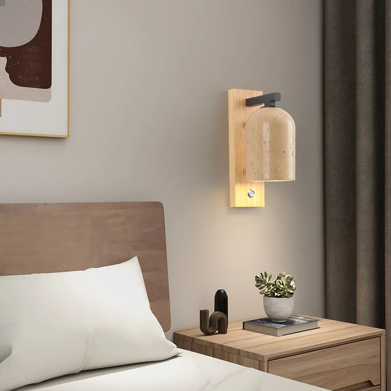 Applique Murale LED en Pierre Naturelle pour Hôtel - Interrupteur inclus