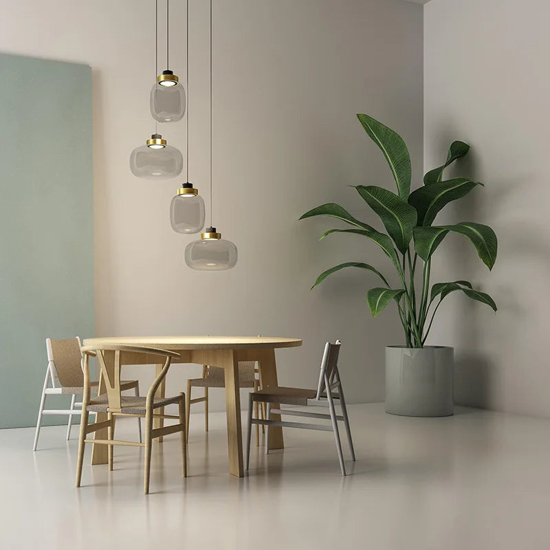 Suspension LED nordique contemporaine.