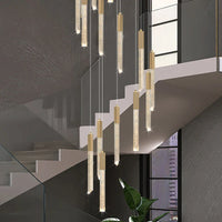 Lustre en Or Moderne LED pour Escalier en Cristal Spirale