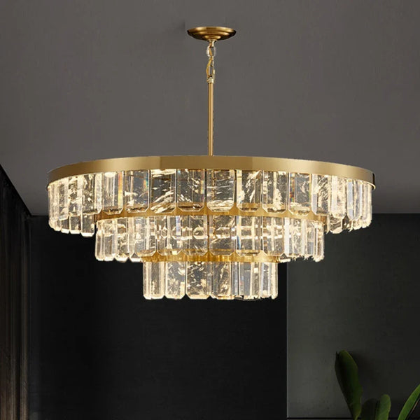 Lustre en cristal multicouche nuage et brume pour hôtel - Corps en acier de luxe