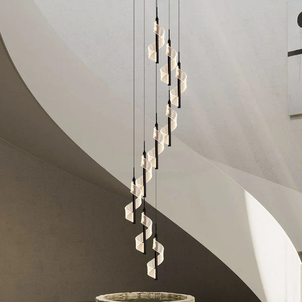 Lustre LED Moderne en Acrylique pour Escaliers en Colimaçon - Éclairage Élégant et Innovant