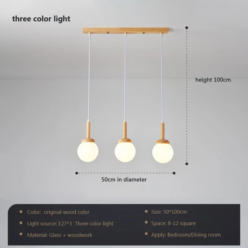 Suspension nordique en bois et verre