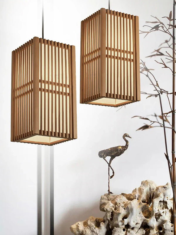 Suspension bois vintage japonais Zen
