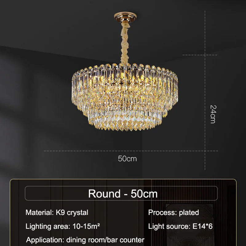 Lustre LED Moderne de Luxe en Cristal pour Salon et Salle à Manger