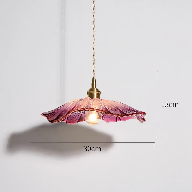 Suspension rétro en laiton et verre, forme de fleur - Décoration Maison Chic