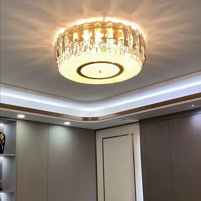 Plafonnier LED Dimmable en Verre de Cristal Rond Moderne - Marque Luxe