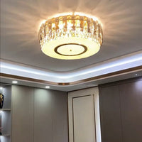 Lustre LED dimmable en verre cristal rond argent - Collection moderne