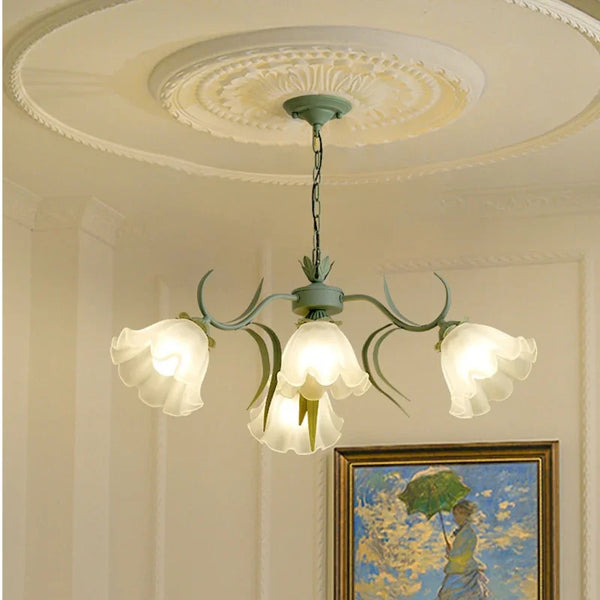 Lustre en verre français "Muguet Fleuri"