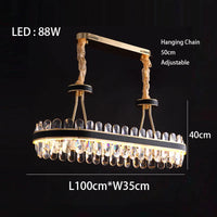 Lustre en cuir LED Cristal Luxueux Rond Suspendu Moderne - Élégance Brillante