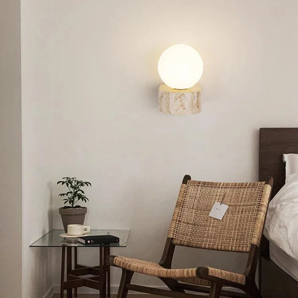 Applique murale LED design en verre avec pierre naturelle