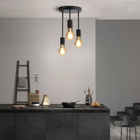 Grensk - Plafonnier Industriel Noir 3 Têtes Ampoules Luminaire Vintage Pour Cuisine Balcon Porche Salon