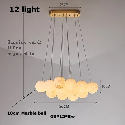 Pingpong World G9 LED Collection - Lustre en marbre suspendu
