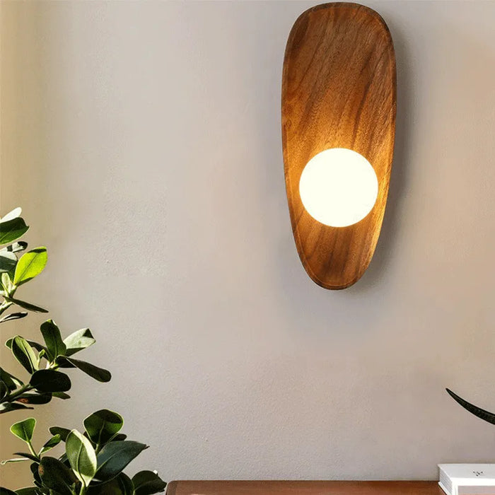 Applique murale LED en bois massif style japonais