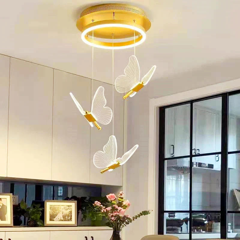 Suspension Lumineuse Papillon en Acrylique