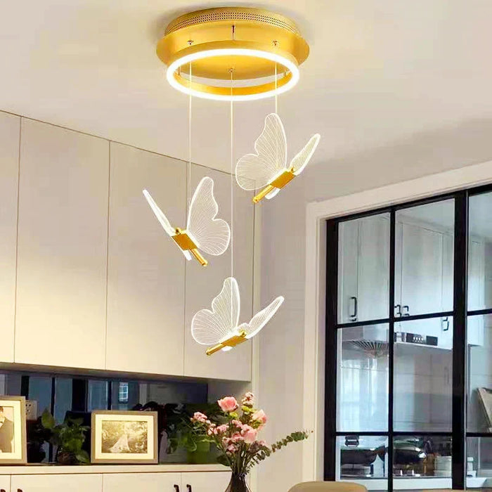 Suspension Lumineuse Papillon en Acrylique