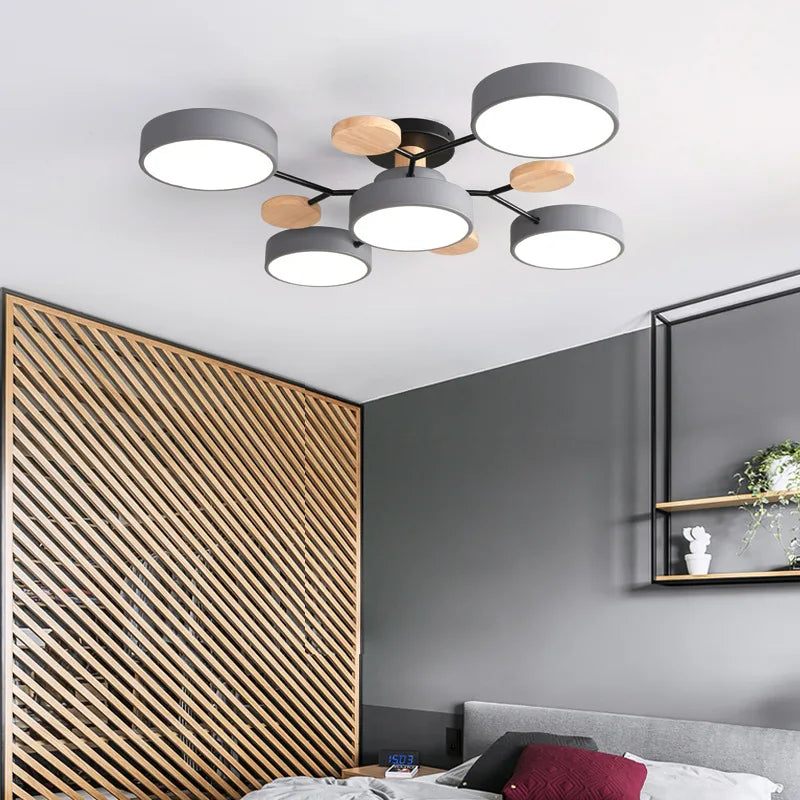 Lustre en bois LED de style nordique pour toutes les pièces