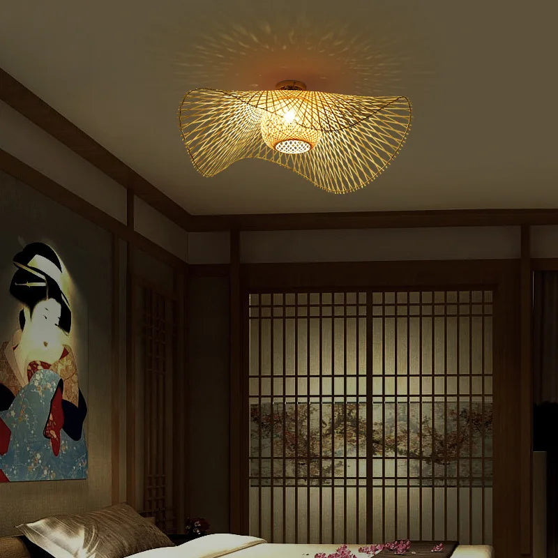 Plafonnier Zen en Bambou Tissé Atymico - Style Sud-Est Asiatique