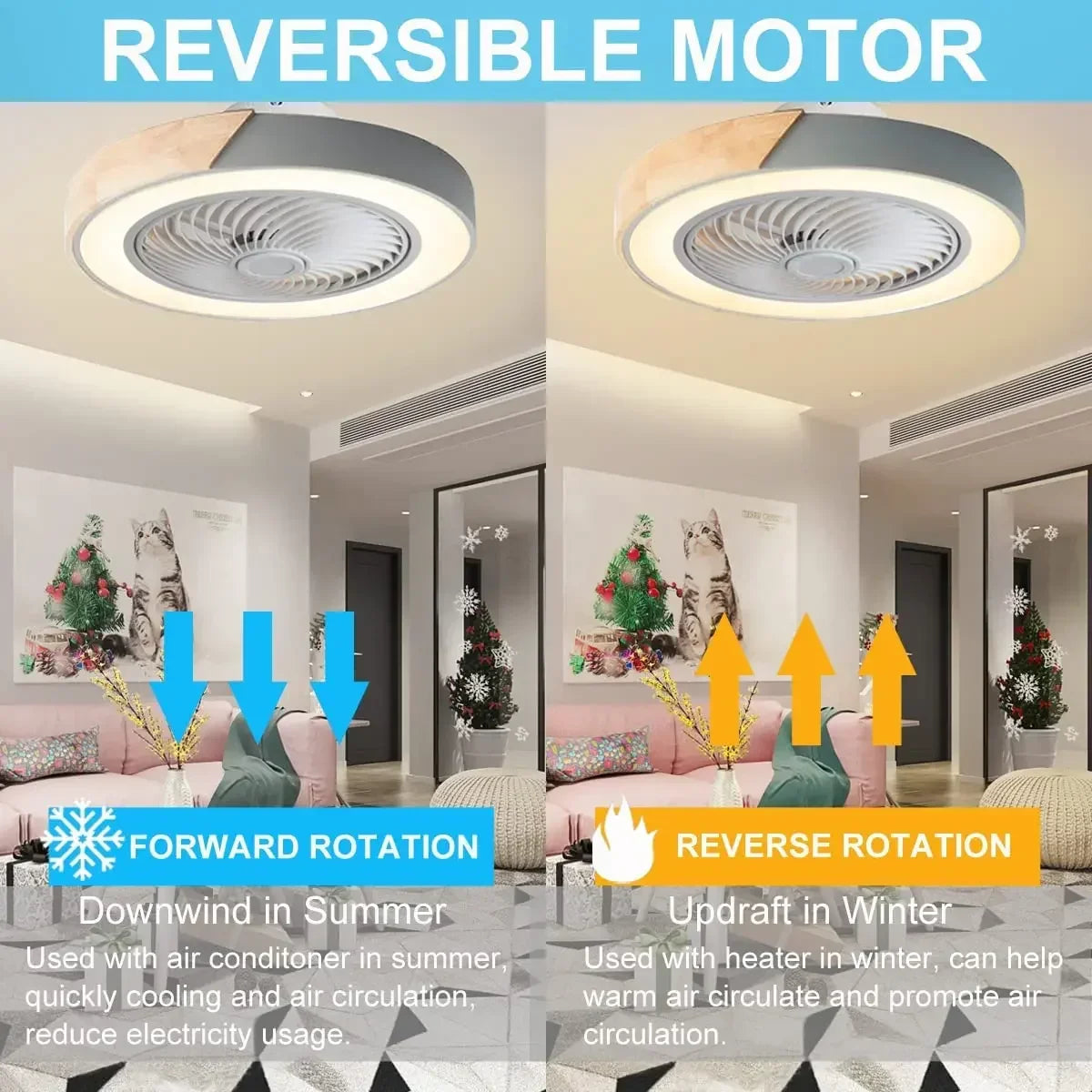 Plafonnier LED en bois design moderne avec ventilateur et télécommande