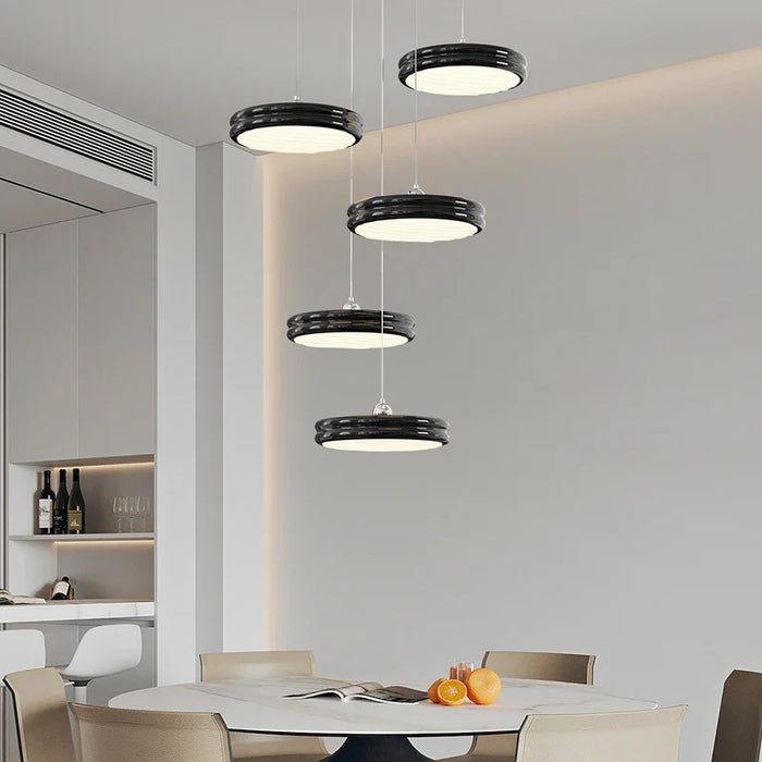 Suspension de luxe moderne dimmable avec abat-jour circulaire en fer - Collection Élégance contemporaine