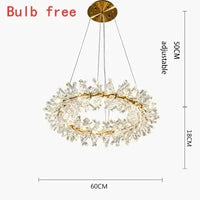 Lustre en cristal de fleur moderne luxe Suspension LED pour salon 60 80 100 cm anneaux suspendus