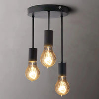 Grensk - Plafonnier Industriel Noir 3 Têtes Ampoules Luminaire Vintage Pour Cuisine Balcon Porche Salon