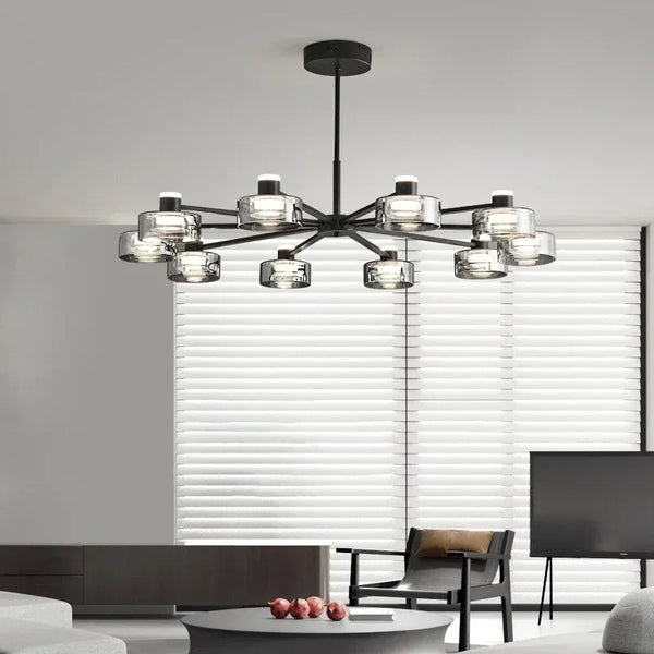 Lustre LED Minimaliste Moderne en Verre et Cuivre - Design Épuré