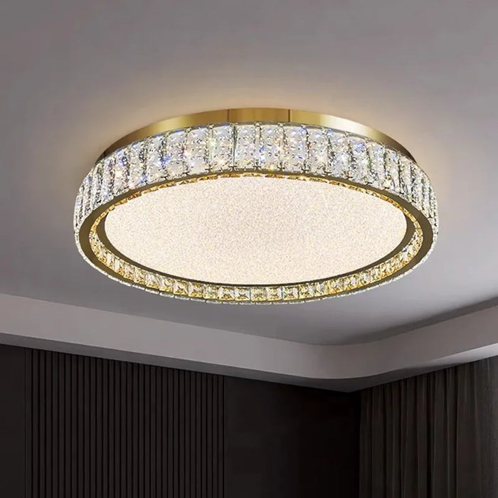 Plafonnier Luxe En Or Avec Cristaux Et LED Réglable