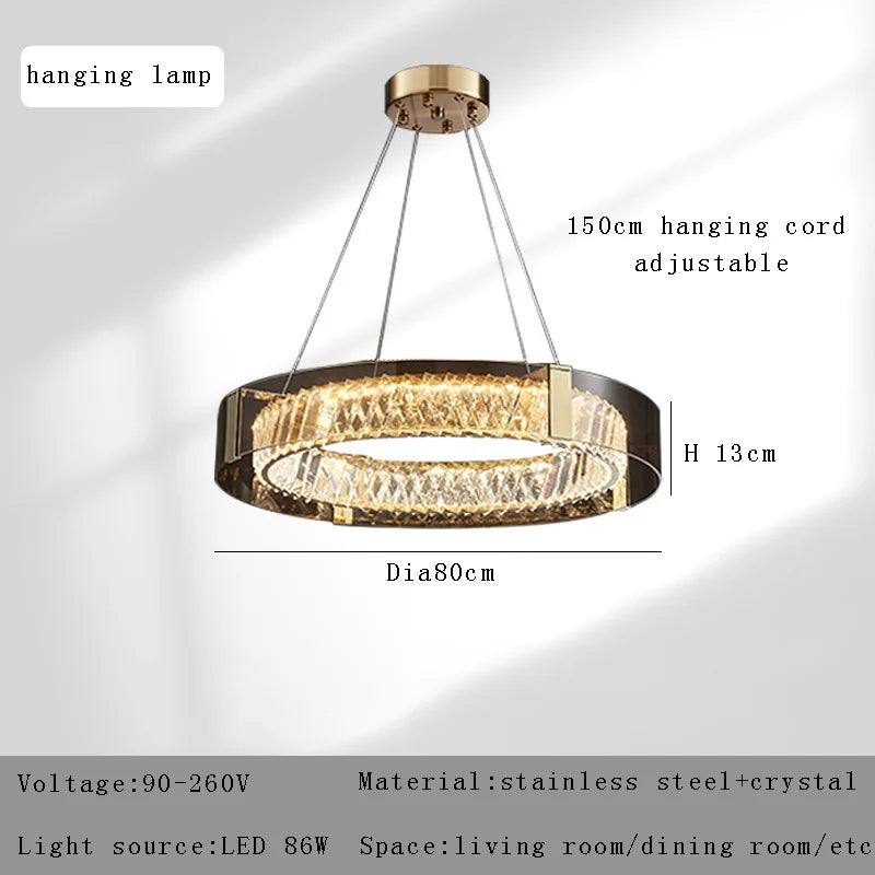 Plafonnier Luxe LED Cristal Rond pour Décoration Intérieure