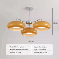 Lustre Antique en Verre et Laiton Orange Medieval