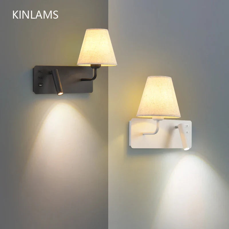 Applique murale LED d'intérieur moderne avec port USB