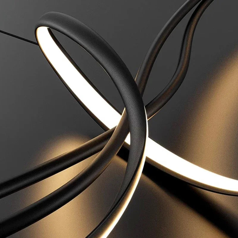 Lustre LED design à intensité variable pour éclairage intérieur.