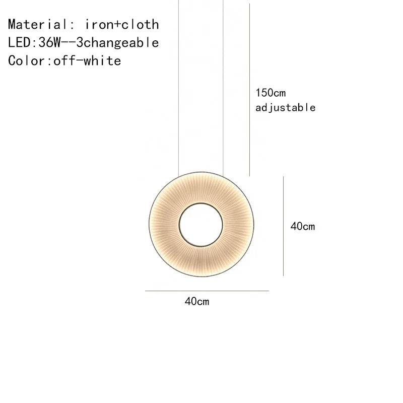 Lustre moderne Iris LED en tissu pour décoration d'hôtel