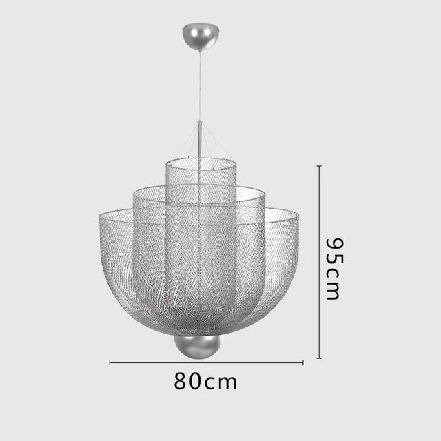 Lustre Nordique Dimmable en Grille Métallique LED Géométrique, Design Moderne