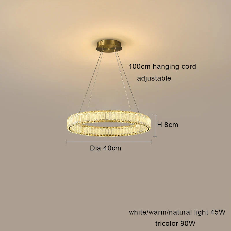 Lustre LED en cristal fantaisie : Lumière suspendue modern.