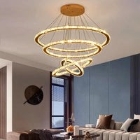 Lustre Moderne en Cristal avec Éclairage LED Intérieur Suspendu