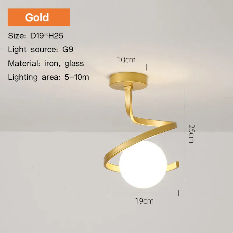 Plafonnier LED Nordique en Boule de Verre