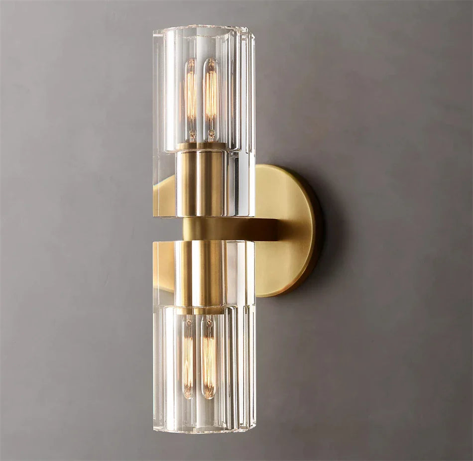 Applique murale LED Moderne en Cristal Clair et Nickel Laiton