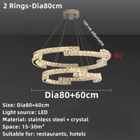 Lustre Nordique en Cristal et Acier Inoxydable avec Miroir LED Intérieur