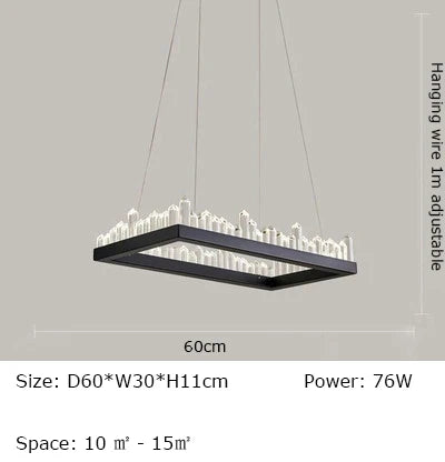 Plafonnier LED Cristal Noir & Blanc Moderne