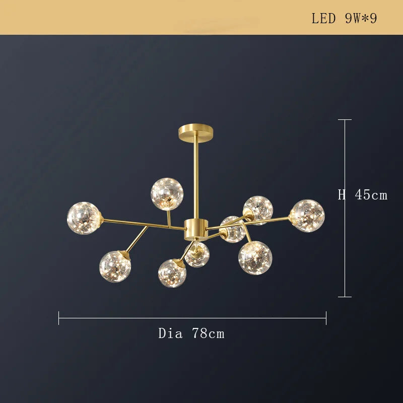 Lustre Cuivre Moderne et Minimaliste avec Étoile LED