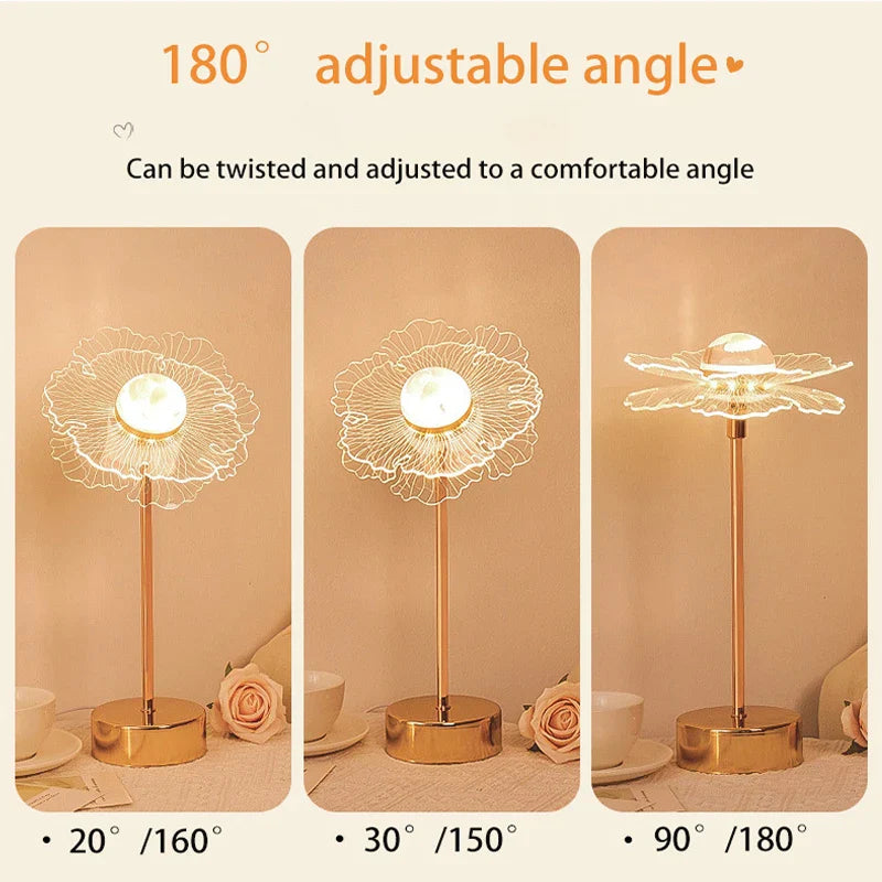 Lampe de table rétro or acrylique papillon LED - Éclairage élégant pour hôtel, villa et salon