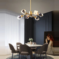 Lustre de Luxe en Laiton Diamant Cristal LED Moderne
