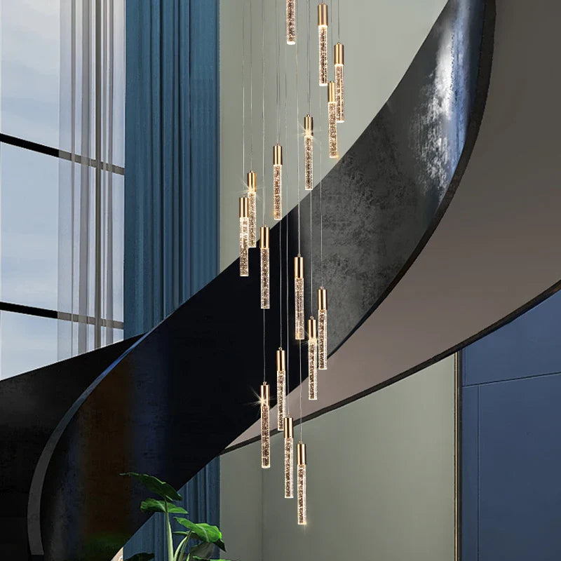 Lustre en cristal design cylindrique - Élégance lumineuse