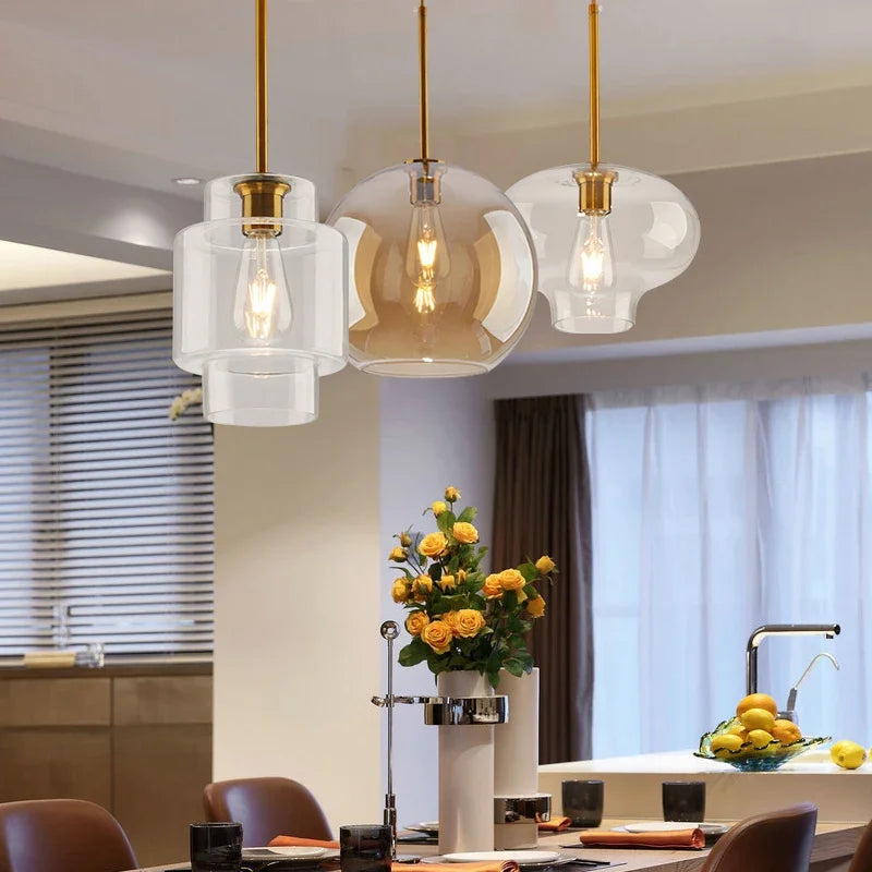 Suspension Design Nordique en Verre LED - Luminaire Décoratif d'Intérieur