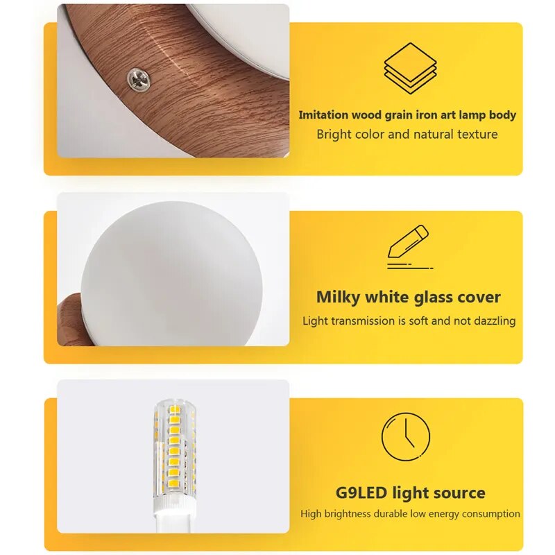 Applique Murale LED Nordique en Verre avec Interrupteur - Ventes Directes d'Usine