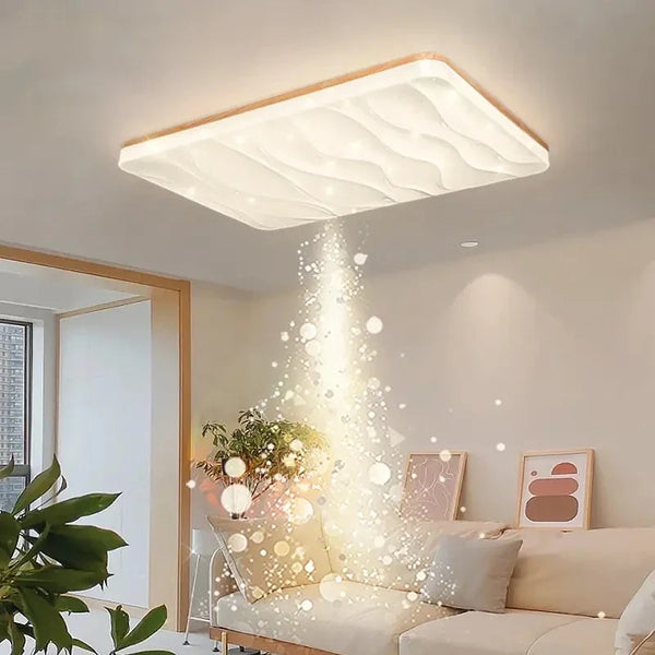 Plafonnier LED Carré Moderne en Bois pour Intérieur - Style Épuré