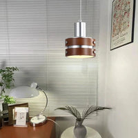 Luminaire Suspension LED en Bois Chromé et Métal