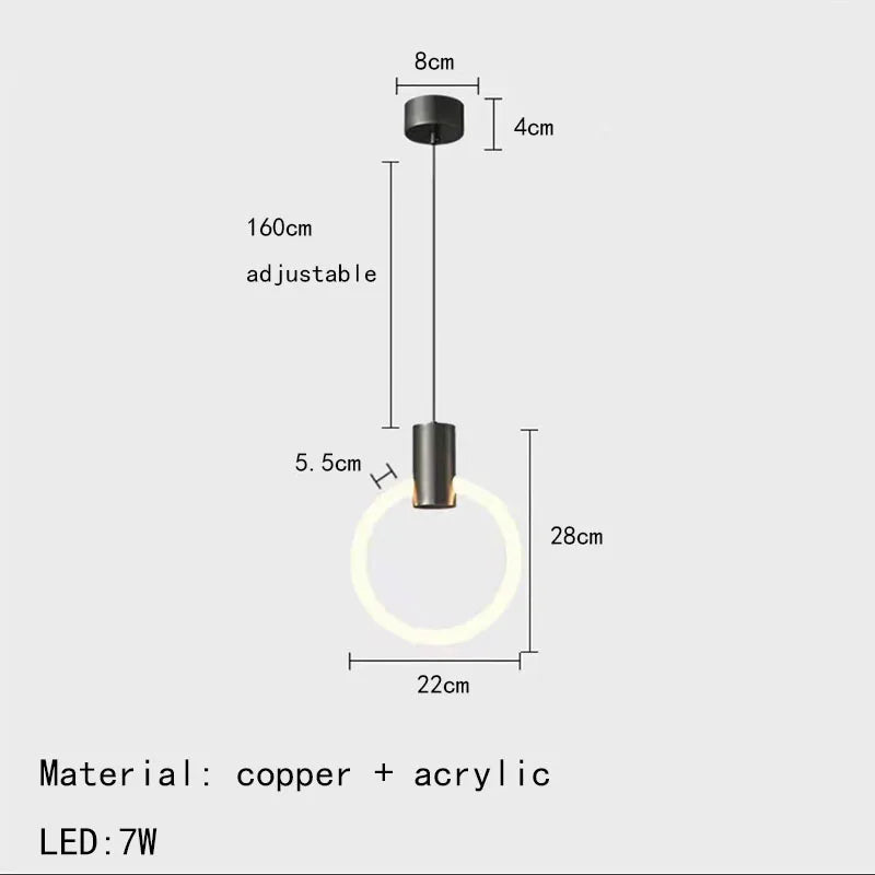 Applique murale LED design en laiton avec anneau acrylique gradable