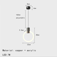 Applique murale LED design en laiton avec anneau acrylique gradable
